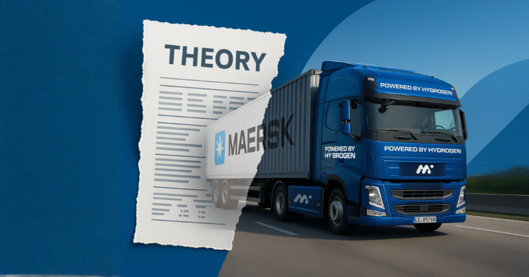 Vodíkový ťahač MIP počas testovania v reálnej logistike – porovnanie teórie a praxe v spotrebe vodíka.