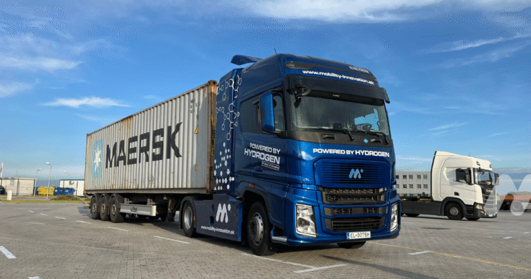 Vodíkový ťahač MIP pri testovaní v reálnej logistike s kontajnerom Maersk